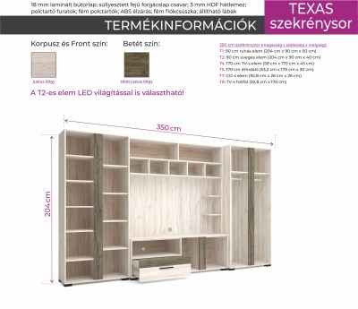Texas-szekrenysor_meretrajz